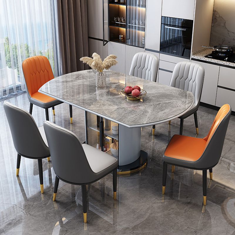 Glam Round Pedestal Dining Table Home Sintered Stone Drop-Leaf Table with Drawers Clearhalo 'Dining Tables & Seating' 'Dining Tables' 'dining_table' 'furn' 'furn_dining_table' 'Furniture' 'furniture_dining_table' 'Kitchen & Dining Furniture' 'kitchen' 'kitchen_dining_table' 1200x1200_59dacab2-6c50-438d-a549-da82854d6d45