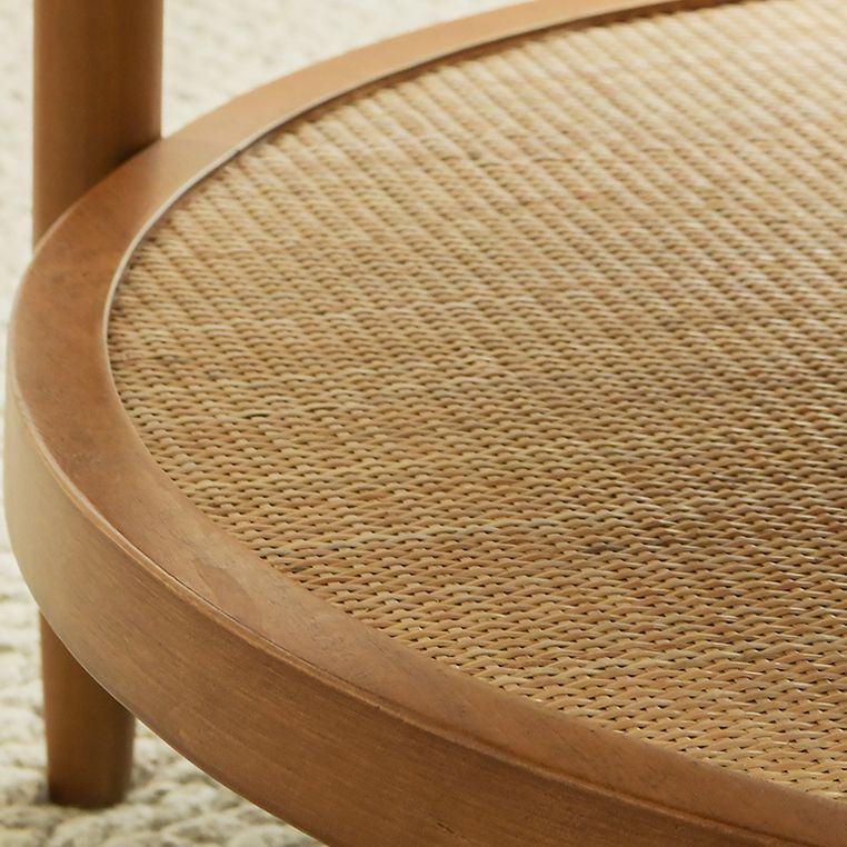 Round Glass/ Wood Top Coffee Table 4 Legs Cocktail Table with Shelf Clearhalo 'Coffee & Accent Tables' 'Coffee Tables' 'coffee_tables' 'furn' 'furn_coffee_tables' 'Furniture' 'Living Room Furniture' 1200x1200_59db8543-d0a0-4566-ba5f-fcf475ec3676