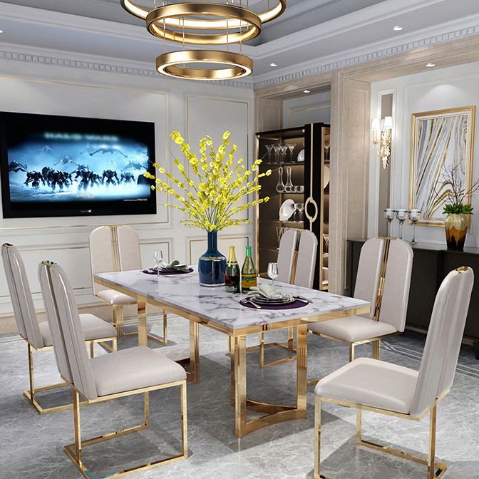 Metal Traditional Luxury Rectangle Table Sintered Stone Top Table for Dining Room Clearhalo ' dining_table' 'Dining Tables & Seating' 'Dining Tables' 'furn' 'furn_dining_table' 'Furniture' 'furniture_dining_table' 'Kitchen & Dining Furniture' 'kitchen&dining_furn' 'kitchen' 'kitchen_dining_table' 1200x1200_59dbf583-739c-4320-9323-8b61a339a3fb