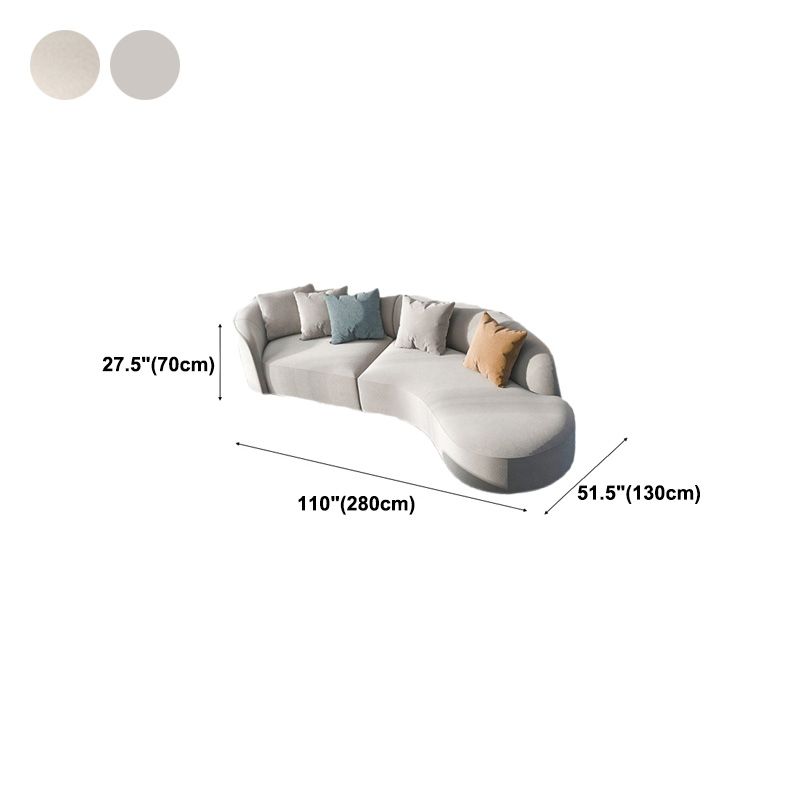 51 Inch One Arm Sectionals, Tight Back Curved Sectional Sofa for Living Room