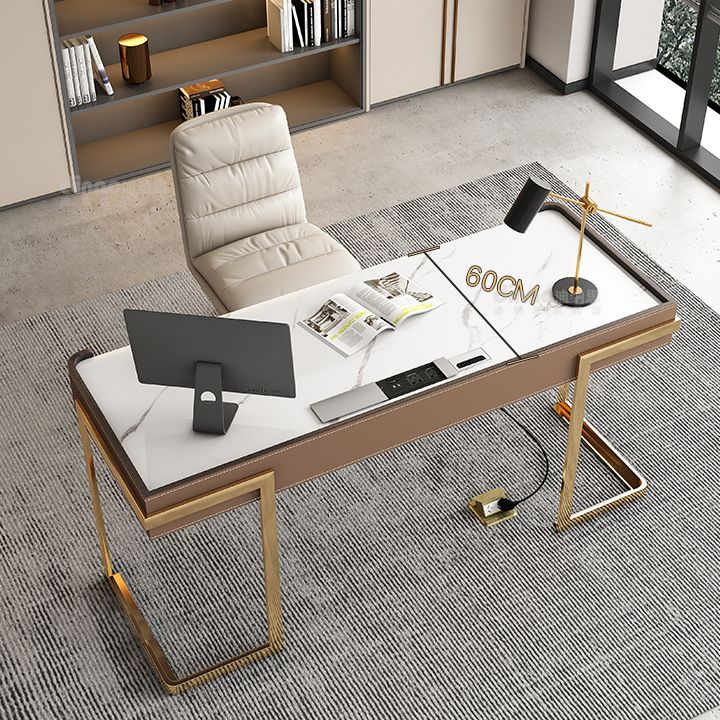 Glam Stone Writing Desk 29.53 Zoll großer Büroschreibtisch mit Schubladen