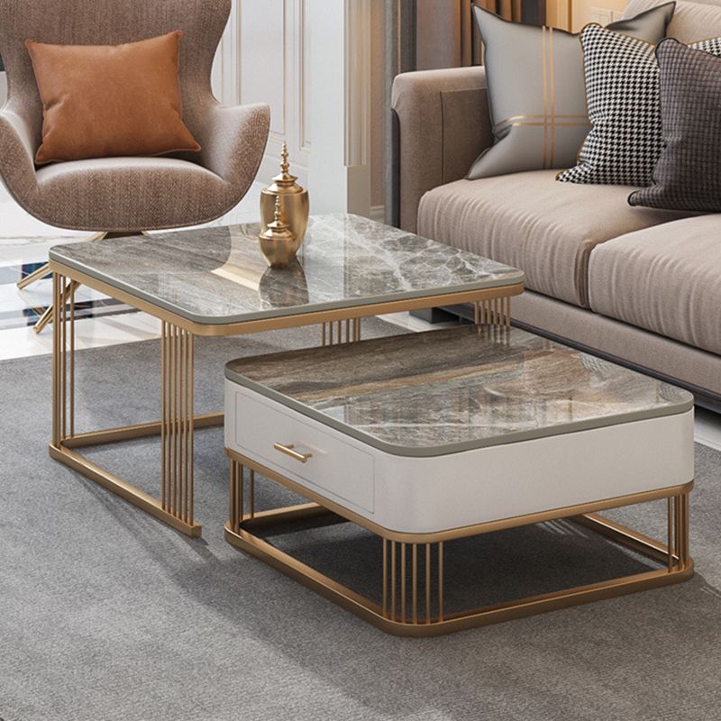 Frame Base 2 Nesting Coffee Table with Storage Metal Coffee Table Set Clearhalo 'Coffee & Accent Tables' 'Coffee Tables' 'coffee_tables' 'furn' 'furn_coffee_tables' 'Furniture' 'Living Room Furniture' 1200x1200_59dfec25-1d2f-4497-b811-3ff24ec36bed