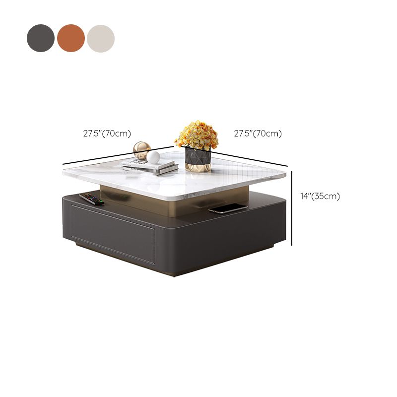 Glam Square Cocktail Table Single Stone Coffee Cocktail Table with Storage Clearhalo 'Coffee & Accent Tables' 'Coffee Tables' 'coffee_tables' 'furn' 'furn_coffee_tables' 'Furniture' 'Living Room Furniture' 1200x1200_59e00cb8-6633-4fe3-9e85-f5a719bb1034