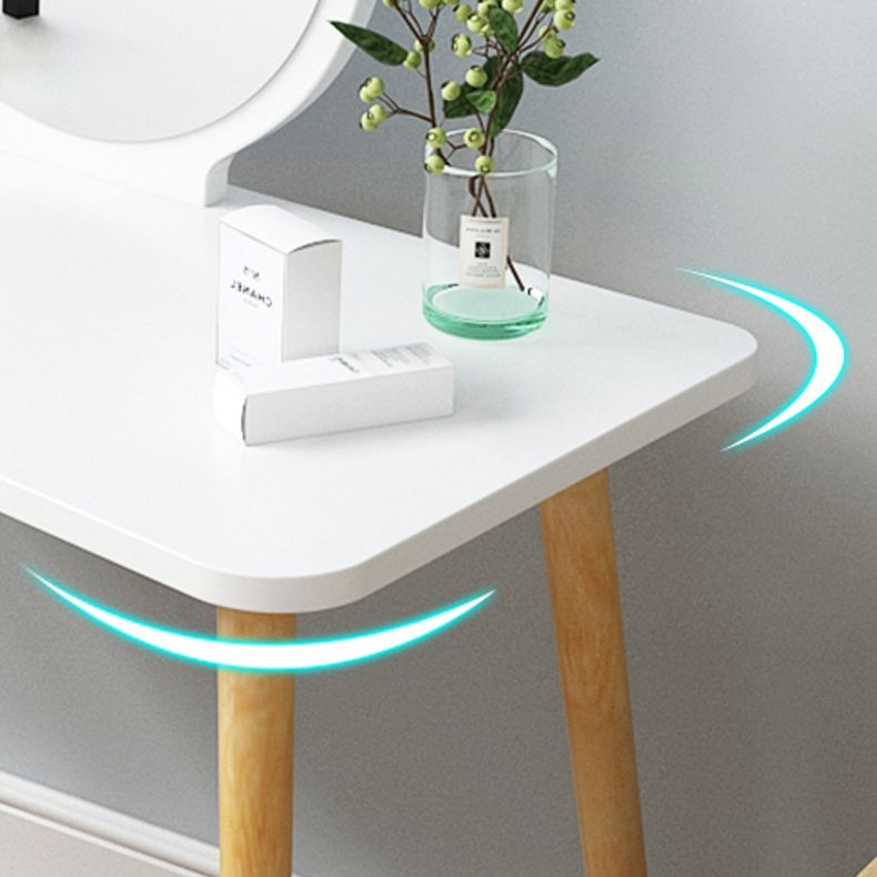 Modern Wood Make-up Vanity Mirrored Dressing Table Stool Set