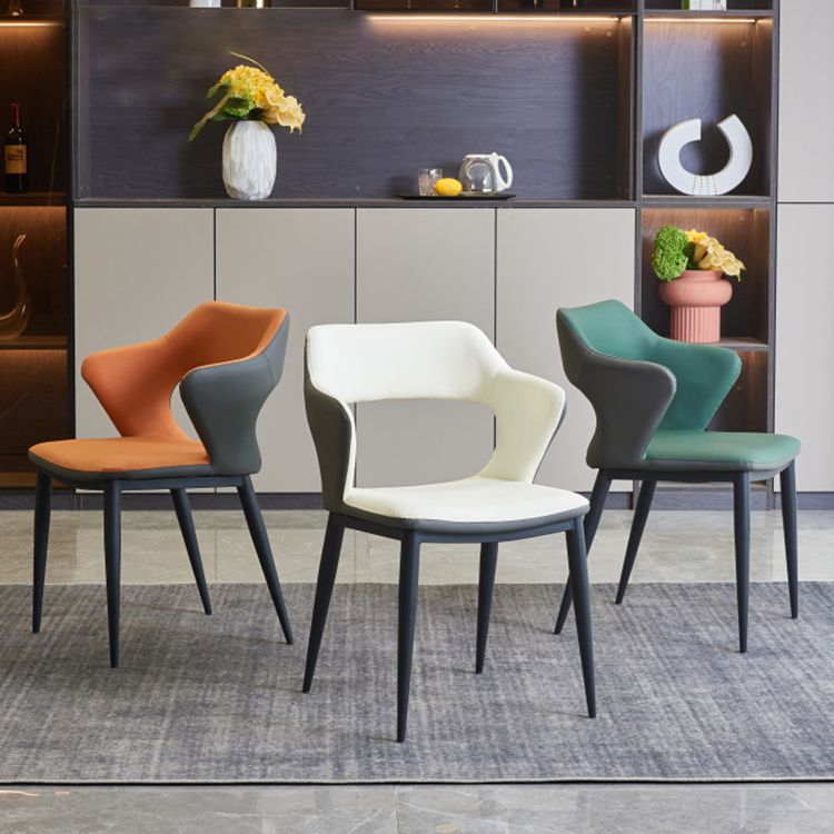 Sedie da cucina in stile contemporaneo braccio da pranzo sedia posteriore aperta con gambe metalliche