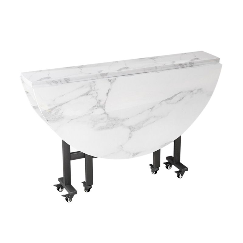 Modern White Round Wooden Easy Folding Dining Table with Leaf Clearhalo 'Dining Tables & Seating' 'Dining Tables' 'dining_table' 'furn' 'furn_dining_table' 'Furniture' 'Kitchen & Dining Furniture' 1200x1200_59e548fa-92ab-4e76-8022-eceb9303b134