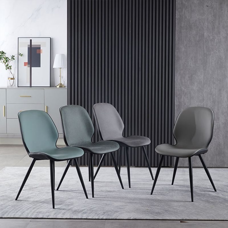 Contemporary Leather Dining Chairs Wingback Armless Chair with Metal Legs for Restaurant Clearhalo ' kitchen&dining_furn' 'Dining Chairs' 'Dining Tables & Seating' 'dining_chair' 'furn' 'furn_dining_chair' 'Furniture' 'furniture_dining_chair' 'Kitchen & Dining Furniture' 'kitchen' 1200x1200_59e65447-1956-4281-b2b2-6b7d41111c44