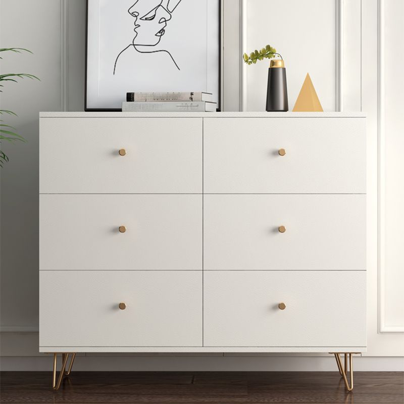 Accent contemporain blanc armoire d'accent rectangle avec tiroirs, résistant aux rayures