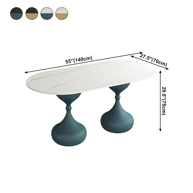 Oval Sintered Stone Table for Restaurant Modern Dining Table with Double Pedestal Base Clearhalo ' dining_table' 'Dining Tables & Seating' 'Dining Tables' 'furn' 'furn_dining_table' 'Furniture' 'furniture_dining_table' 'Kitchen & Dining Furniture' 'kitchen&dining_furn' 'kitchen' 'kitchen_dining_table' 1200x1200_59e73f52-3aa8-40e5-a635-1bee58a714b4