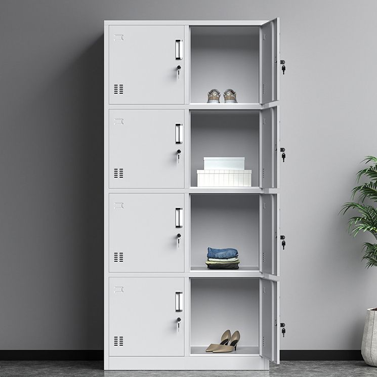 Contemporary Grey Storage Cabinet Metal Cabinet with Hinged Doors