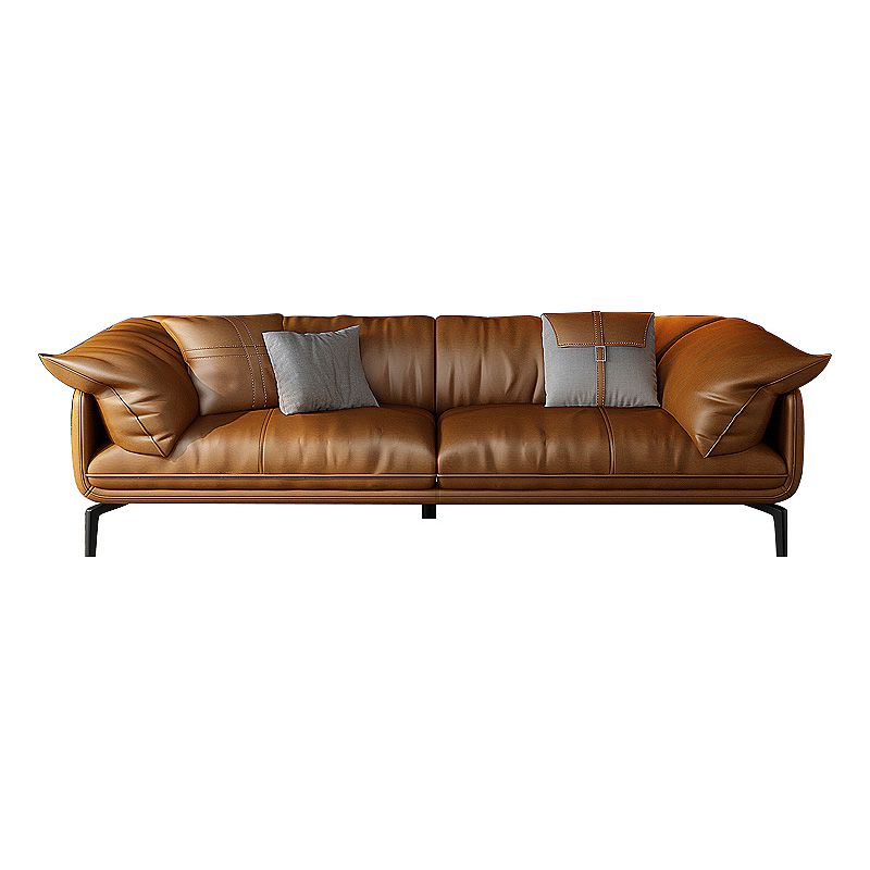 Brown Leather/Faux Leather Sectional Pillow Top Arm for Living Room Clearhalo 'furn' 'furn_sectionals' 'Furniture' 'furniture_sectionals' 'kitchen' 'kitchen_sectionals' 'Living Room Furniture' 'Sectionals' 1200x1200_59eb1000-99f5-440c-bf0b-8d9fc159a692
