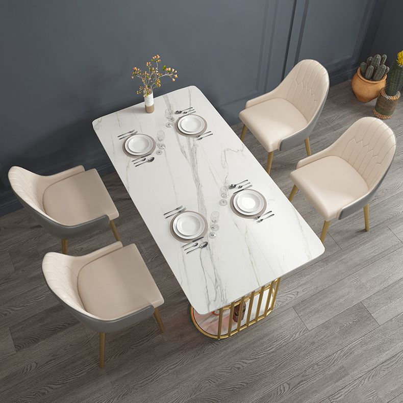 Metal Contemporary Rectangle Dining Table Sintered Stone Table for Kitchen and Dining Room Clearhalo ' dining_table' 'Dining Tables & Seating' 'Dining Tables' 'furn' 'furn_dining_table' 'Furniture' 'furniture_dining_table' 'Kitchen & Dining Furniture' 'kitchen&dining_furn' 'kitchen' 'kitchen_dining_table' 1200x1200_59ec1ad9-4152-4289-97d2-d991b88b24e6