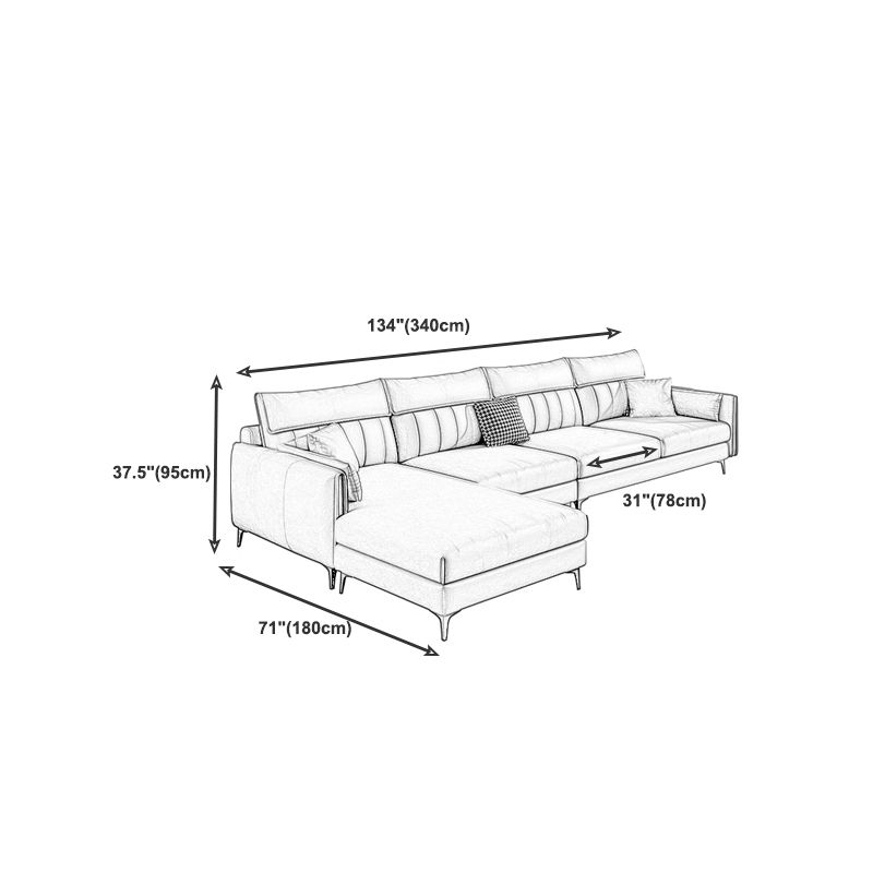 Modern Recessed Arm 4-seat Sectional with Recessed Arm for Living Room 37.8" Clearhalo 'furn' 'furn_sectionals' 'Furniture' 'furniture_sectionals' 'kitchen' 'kitchen_sectionals' 'Living Room Furniture' 'Sectionals' 1200x1200_59ecfbe1-446e-4406-b37c-f31440aa50c4