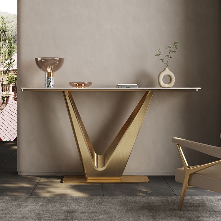 14 inch Wide Glam Console Table Stone Rectangle Accent Table for Hall