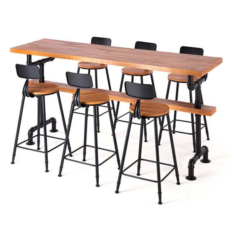 Rectangle Bar Dining Table Wood Contemporary Bar Table with Trestle Base Clearhalo 'Bar Furniture' 'Bar Tables' 'bar_tables' 'furn' 'furn_bar_tables' 'Furniture' 'furniture_bar_tables' 'Kitchen & Dining Furniture' 1200x1200_59f6f26f-0ecb-4a18-9b29-9575581ac13d