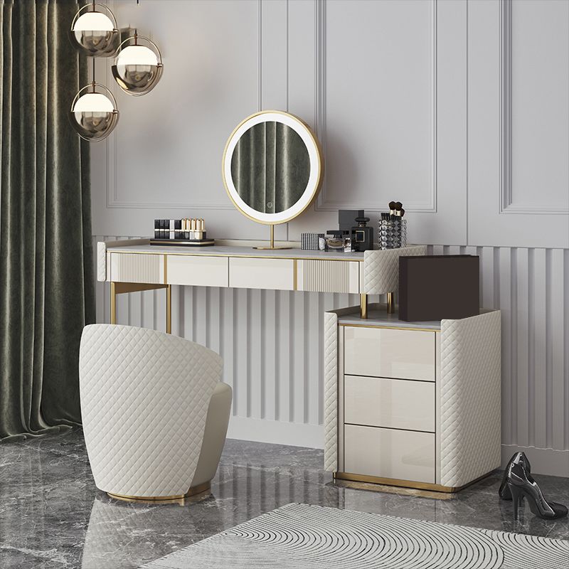 5-Drawer Vanity Makeup Table Set Metal Dressing Table with Padded Stool Clearhalo 'Bedroom Furniture' 'furn' 'furn_makeup_vanities' 'Furniture' 'Makeup Vanities' 'makeup_vanities' 1200x1200_59f7bdd7-98af-4209-9a9d-5c51e9483452