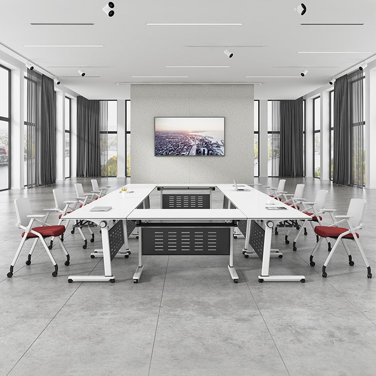 Bureau de bureau en bois fabriqué blanc Bureau de pliage moderne avec roues