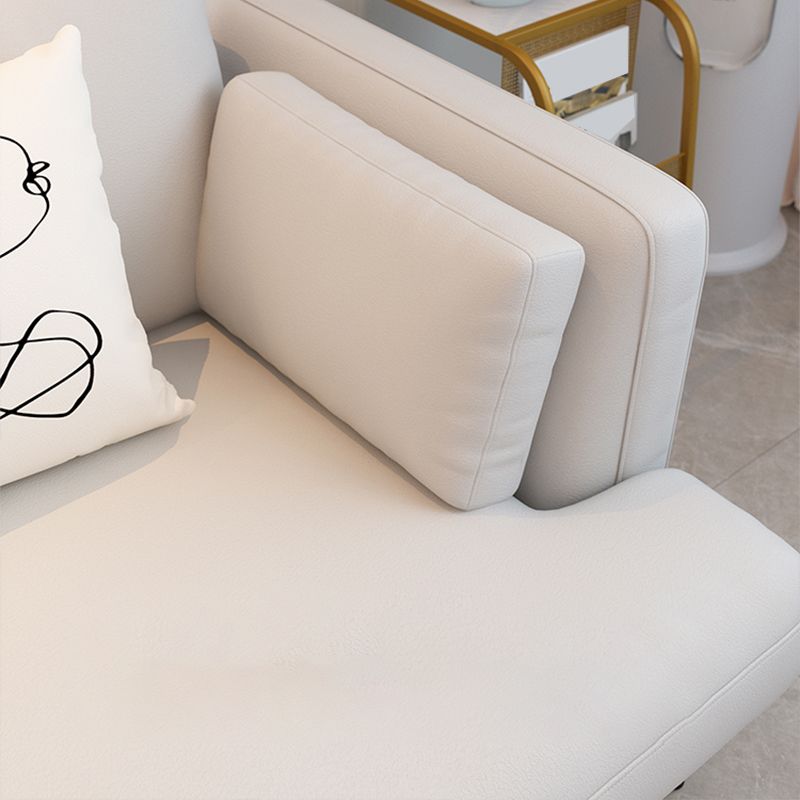 Contemporary Faux Leather Sofa Recessed Arm Furniture Sectionals in Beige