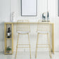 Glam Iron Bar Dining Table White Faux Marble Top Rectangle Indoor Bistro Table with Shelf Clearhalo 'Bar Furniture' 'Bar Tables' 'bar_tables' 'furn' 'furn_bar_tables' 'Furniture' 'furniture_bar_tables' 'Kitchen & Dining Furniture' 1200x1200_59fb23e2-1761-4ce8-a74a-f15d4aaa6068