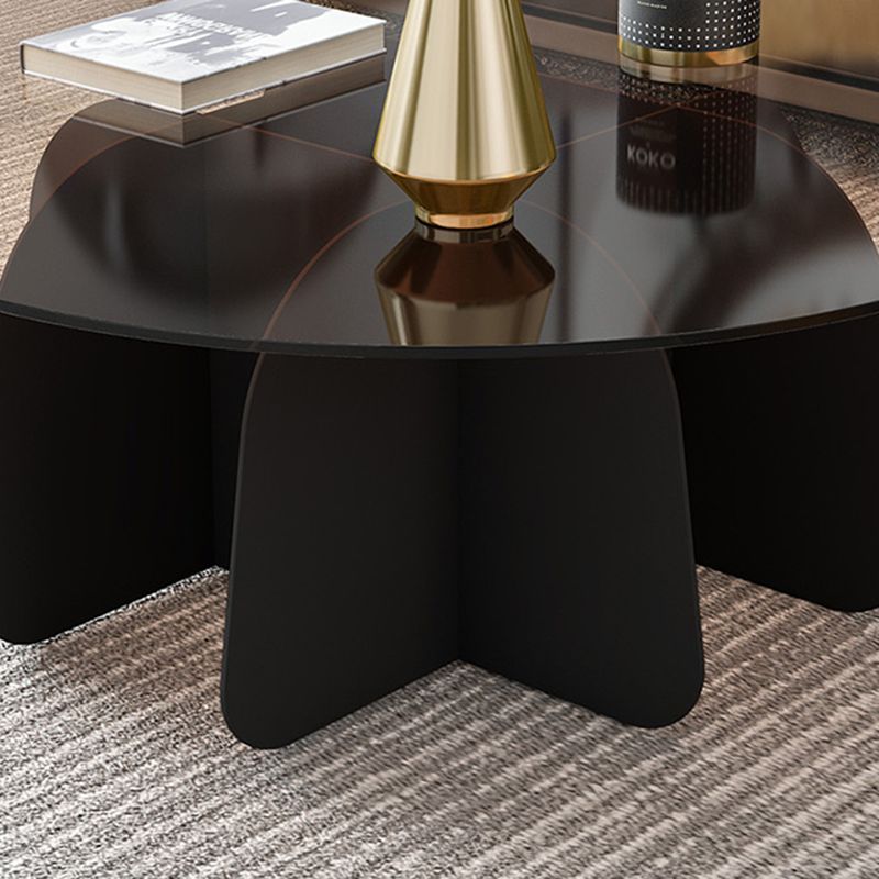 13.7"H Modern Metal Abstract Glass/slate Round Top Coffee Table Clearhalo 'Coffee & Accent Tables' 'Coffee Tables' 'coffee_tables' 'furn' 'furn_coffee_tables' 'Furniture' 'furniture_coffee_tables' 'Living Room Furniture' 1200x1200_59feb61d-4a2c-48e2-a3b5-a343695d9e33