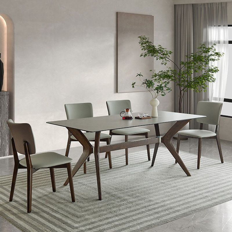 Modern Sintered Stone Dining Set Rectangle 1/2/5/7 Pieces Dining Room Table Set in Grey Clearhalo 'Dining Room Sets' 'Dining Tables & Seating' 'dining_room_set' 'furn' 'furn_dining_room_set' 'Furniture' 'Kitchen & Dining Furniture' 1200x1200_5a0135a2-bce0-4501-af4c-7ada542f08e2