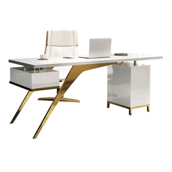 Scrivania scritta bianca e nera glam pietra piedistallo scrivania