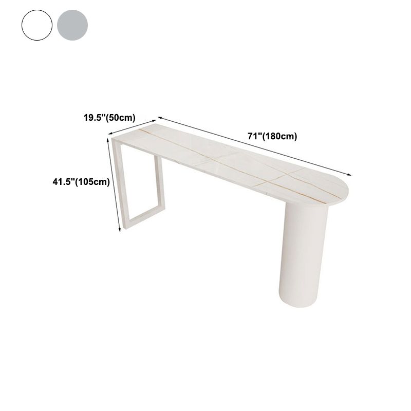 White Stone Top Bar Dining Table Modern Double Pedestal Bar Table