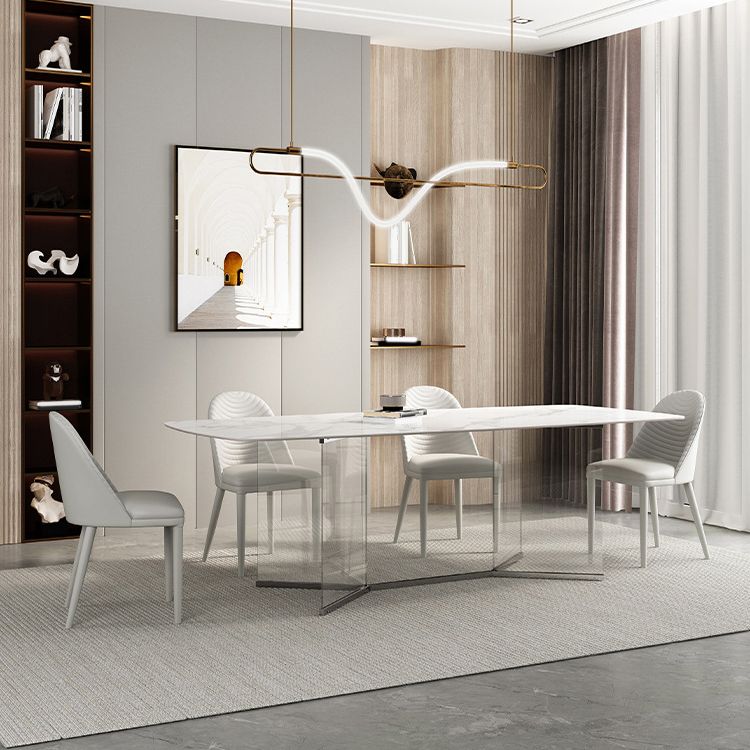 Designer Style Rectangle Dining Table Set 1/4/5 Pieces Acrylic Dining Table Clearhalo 'Dining Room Sets' 'Dining Tables & Seating' 'dining_room_set' 'furn' 'furn_dining_room_set' 'Furniture' 'Kitchen & Dining Furniture' 1200x1200_5a034bd8-6c29-4c86-83dd-58b1a01ab375