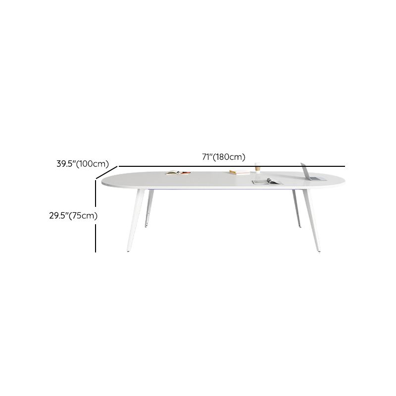 Contemporary Wooden Writing Desk White Oval Office Desk for Office Clearhalo 'furn' 'furn_office_desk' 'Furniture' 'Office Desks' 'Office Furniture' 'office_desk' 1200x1200_5a038a8e-0250-4115-8adf-a8a3075ae1e1