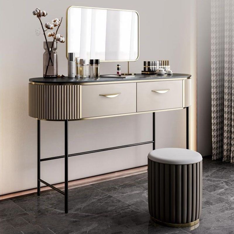 Contemporary Bedroom Double Drawers Metal Standing Make-up Vanity Clearhalo 'Bedroom Furniture' 'furn' 'furn_makeup_vanities' 'Furniture' 'Makeup Vanities' 'makeup_vanities' 1200x1200_5a04d542-7a79-4632-9373-8238834f35f5