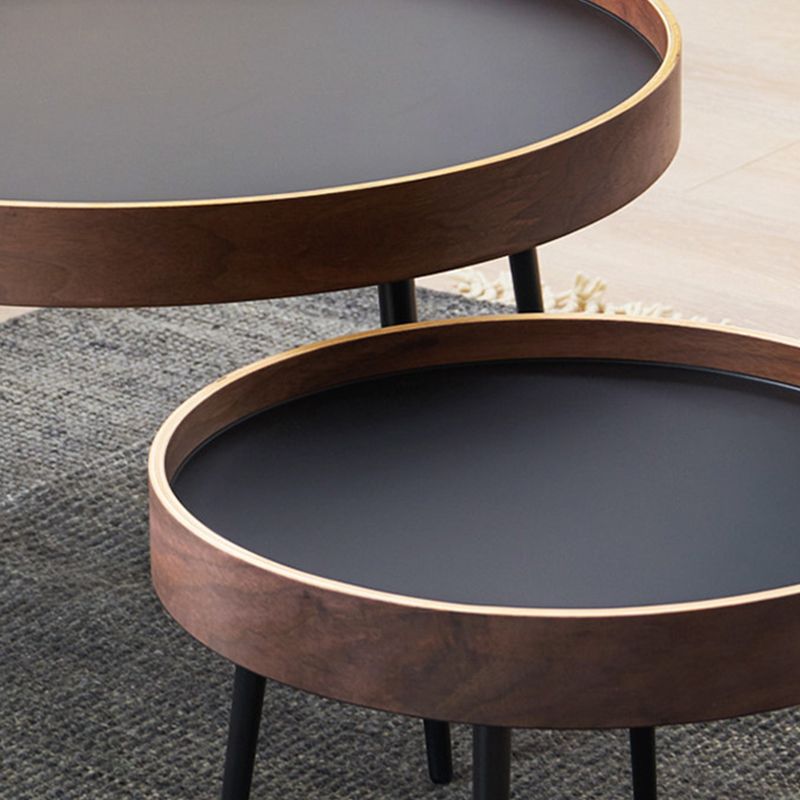 4 Legs Round Coffee Table Modern Wood Coffee Table in Brown/Black Clearhalo 'Coffee & Accent Tables' 'Coffee Tables' 'coffee_tables' 'furn' 'furn_coffee_tables' 'Furniture' 'furniture_coffee_tables' 'Living Room Furniture' 1200x1200_5a054a77-0c4a-4473-ac96-df399acab8af
