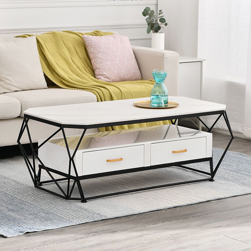 Tavolino geometrico in ardesia 2 cassetti Tavolo da cocktail - 17,7 "H