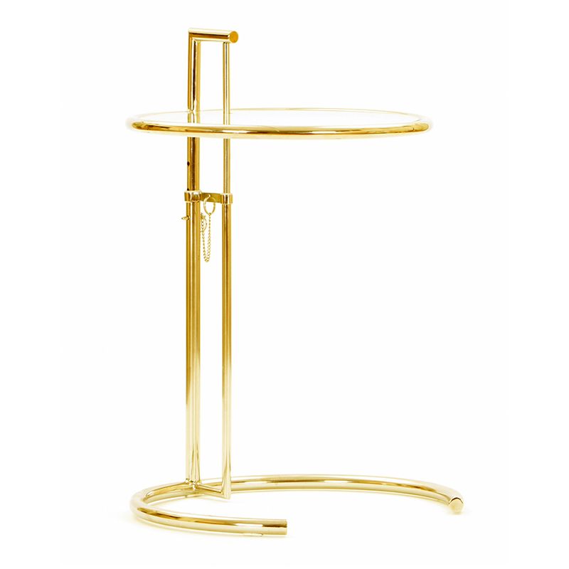 Moderne 20-inch ronde glazen bovenste eindtafel metalen c bijzettafel- verstelbare hoogte