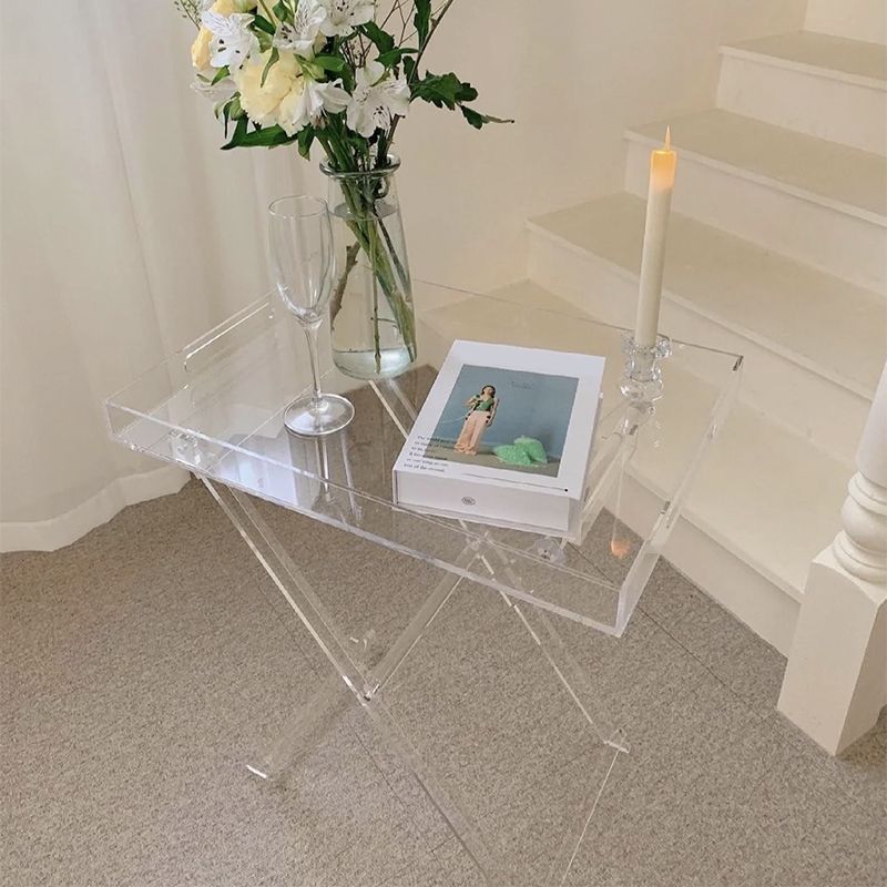 23,62 "tavolo da gambe a croce alta tavola acrilica accento laterale per soggiorno