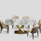 Mesa rectangular de comedor estilo Glam, mesa de piedra sinterizada con patas de metal para el hogar