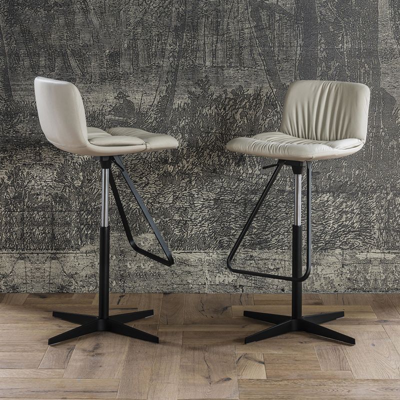 Industrial Style Adjustable Bar Stool Leather Counter Bar Stool with Metal Legs for Home Clearhalo 'Bar Furniture' 'Bar Stools' 'bar_stools' 'furn' 'furn_bar_stools' 'Furniture' 'Kitchen & Dining Furniture' 1200x1200_5a0835a5-dbbb-49fb-88d1-e83860b81cd0