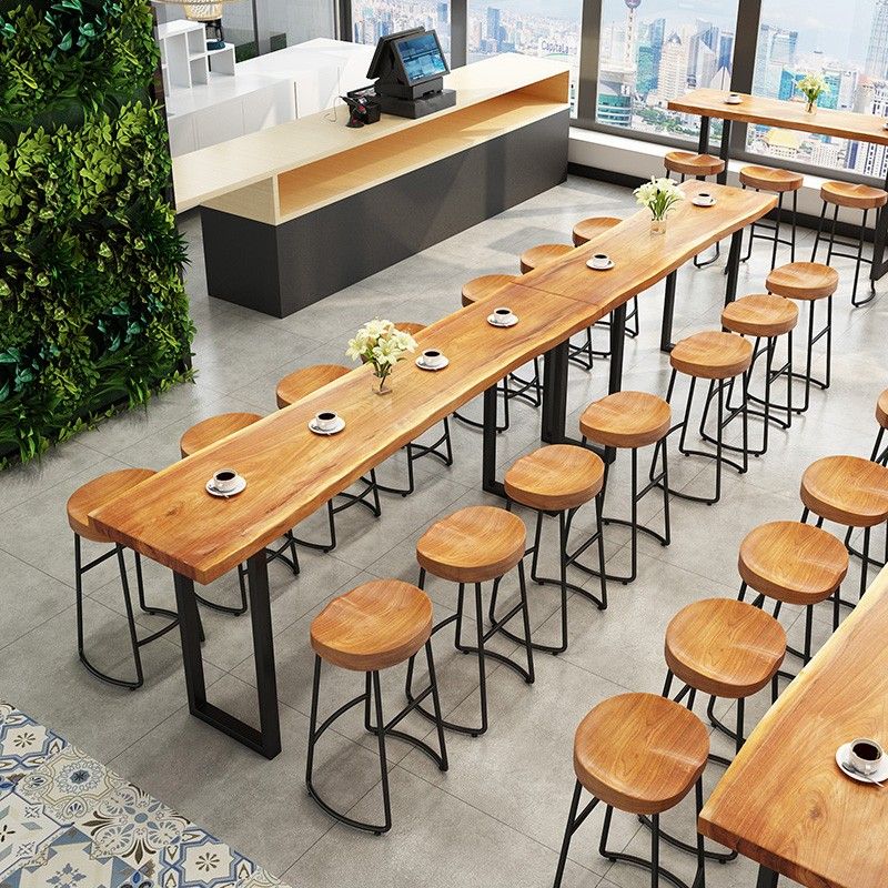 Pine Wood Bar Dining Table Modern Rectangle Bar Table for Dining Room Balcony Clearhalo 'Bar Furniture' 'Bar Tables' 'bar_tables' 'furn' 'furn_bar_tables' 'Furniture' 'Kitchen & Dining Furniture' 1200x1200_5a097419-7d99-4d2c-8256-1653dee3eb6c