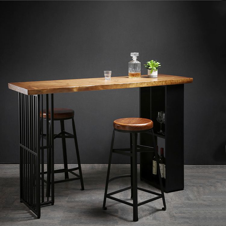 Indoor Glam Pub Set Natural 1/2/3 Pieces Wood and Metal Pub Table Set with Storage Clearhalo 'Bar Furniture' 'furn' 'furn_home_bar_bar_sets' 'Furniture' 'Home Bars & Bar Sets' 'home_bar_bar_sets' 'Kitchen & Dining Furniture' 1200x1200_5a0a6dad-11c7-4731-99a3-599bbf4f71ec
