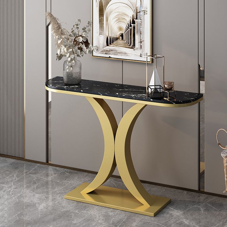 Tavolo di divano console di ferro glam a mezza luna console in marmo tavolo per la sala