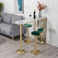 Glam Gold Iron Bistro Table White Stone Top Indoor Bar Dining Table with Shelf Clearhalo 'Bar Furniture' 'Bar Tables' 'bar_tables' 'furn' 'furn_bar_tables' 'Furniture' 'furniture_bar_tables' 'Kitchen & Dining Furniture' 1200x1200_5a0c9ba9-419a-4ef6-8c67-3a5ab7ace6fe