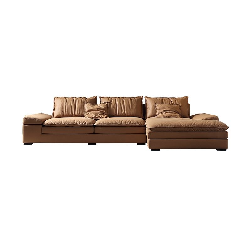 Modern Faux Leather Sectional Tan Cushion Back Sofa for Living Room Clearhalo 'furn' 'furn_sectionals' 'Furniture' 'furniture_sectionals' 'Living Room Furniture' 'Sectionals' 1200x1200_5a0d0a93-6e9c-4c98-893d-65eb4909303b