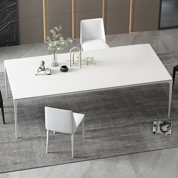 Modern White Sintered Stone Dining Table Rectangle Home Use Table with 4 Legs Clearhalo ' dining_table' 'Dining Tables & Seating' 'Dining Tables' 'Furniture' 'furniture_dining_table' 'Kitchen & Dining Furniture' 'kitchen&dining_furn' 'kitchen' 'kitchen_dining_table' 1200x1200_5a0dc06f-7339-4a19-9e8f-8f19f78ecb2e
