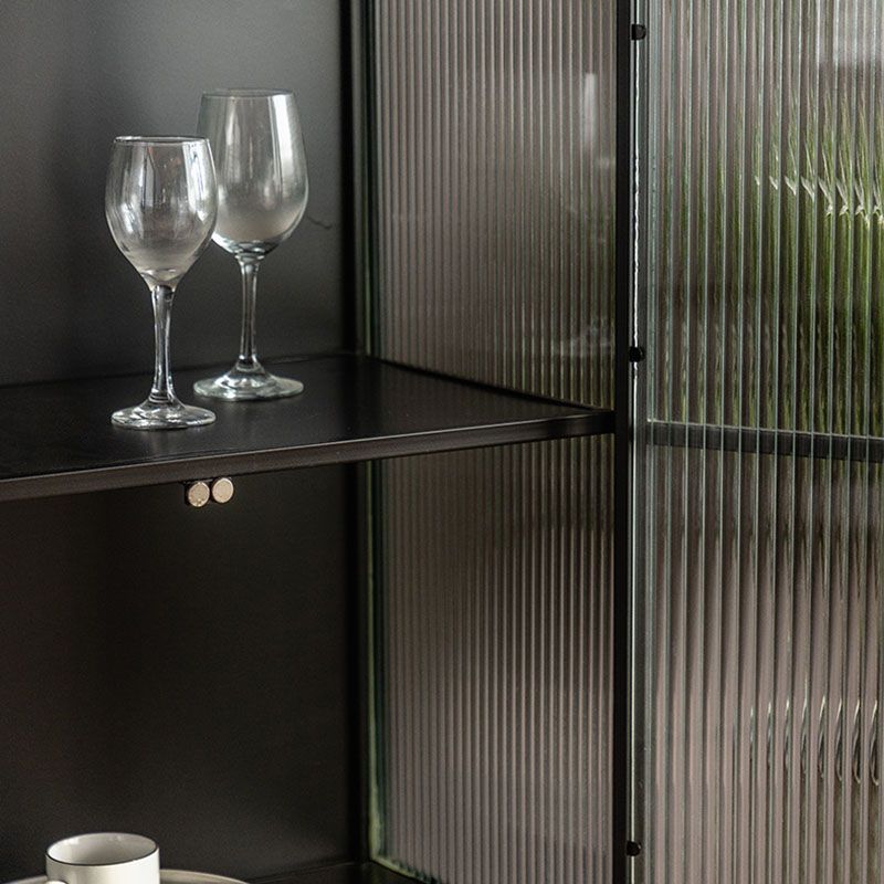 Puerto de vidrio de estilo contemporáneo aparador de buffet de metal para el hogar