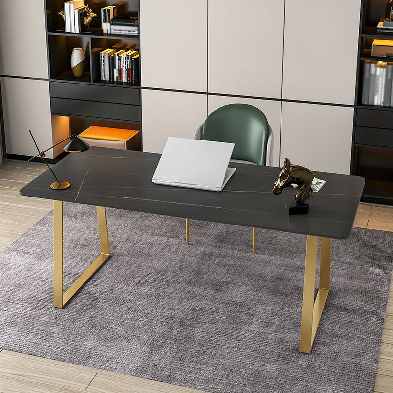 Glam Style Stone Writing Desk Rectangular Sled Base Writing Desk Clearhalo 'furn' 'furn_office_desk' 'Furniture' 'furniture_office_desk' 'Office Desks' 'Office Furniture' 'office_desk' 1200x1200_5a0fa7e2-5818-4a41-9176-ff88f746cc52