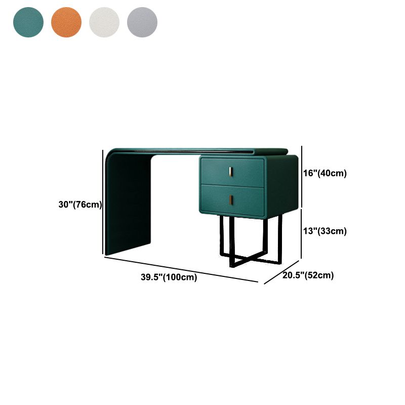 Table de casse-toi de maquillage de vanité en faux cuir avec tabouret et miroir - 39,37 "W