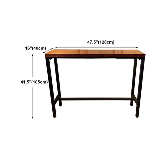 Industrial Brown Wood Pub Table with Rectangle Table Top Trestle Table - 41.3" H Clearhalo 'Bar Furniture' 'Bar Tables' 'bar_tables' 'furn' 'furn_bar_tables' 'Furniture' 'furniture_bar_tables' 'Kitchen & Dining Furniture' 1200x1200_5a16153a-4c58-4fe6-9456-9b24ed63b904
