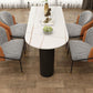 Modern Stone and Steel Dinette Table Double Pedestal Dining Room Black Frame Table Clearhalo 'Dining Tables & Seating' 'Dining Tables' 'dining_table' 'furn' 'furn_dining_table' 'Furniture' 'furniture_dining_table' 'Kitchen & Dining Furniture' 'kitchen' 'kitchen_dining_table' 1200x1200_5a16f920-ae69-4c6c-8396-fdce30630b86