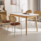 Table rectangulaire de style moderne en pierre frittée avec pieds en bois pour la maison