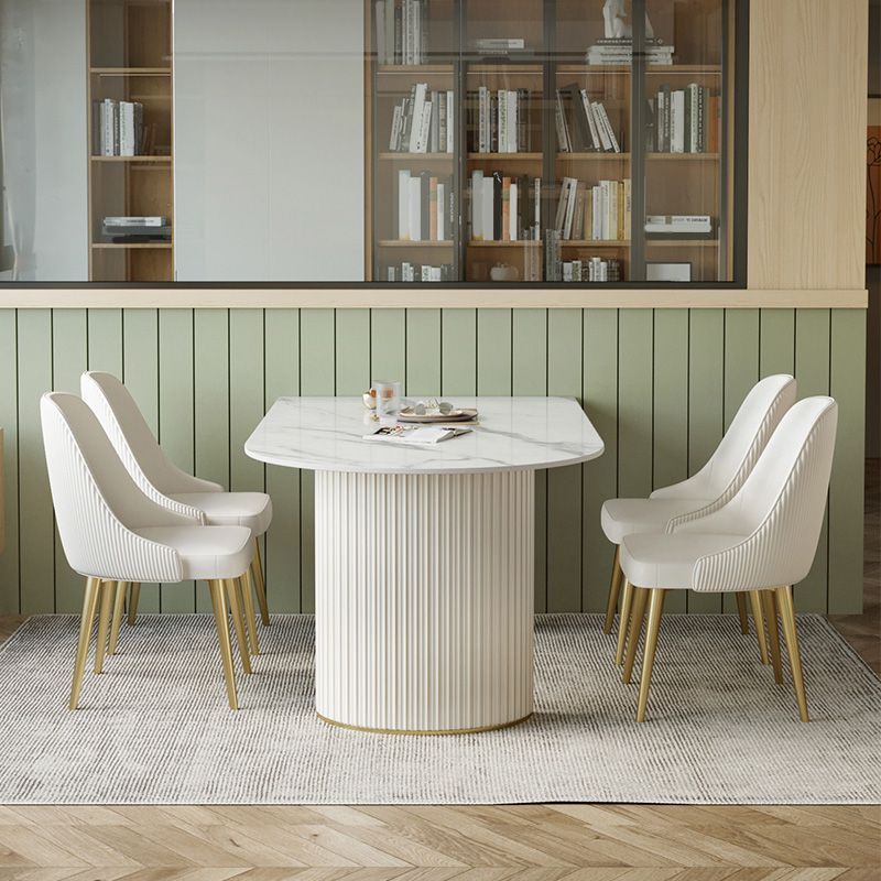 White Base Dining Table Modern Stone Dinette Table for Dining Room Clearhalo 'Dining Tables & Seating' 'Dining Tables' 'dining_table' 'furn' 'furn_dining_table' 'Furniture' 'Kitchen & Dining Furniture' 1200x1200_5a1751aa-7328-468a-9479-b9834296b73e