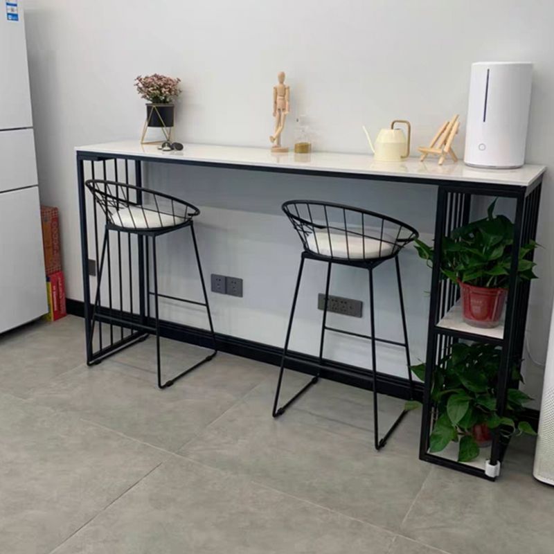 Modern White Marble Table with Rectangle Table Top Sled Table - 42" H Clearhalo 'Bar Furniture' 'Bar Tables' 'bar_tables' 'furn' 'furn_bar_tables' 'Furniture' 'furniture_bar_tables' 'Kitchen & Dining Furniture' 1200x1200_5a1807f3-919b-4620-a0b9-4e8ac1720b34